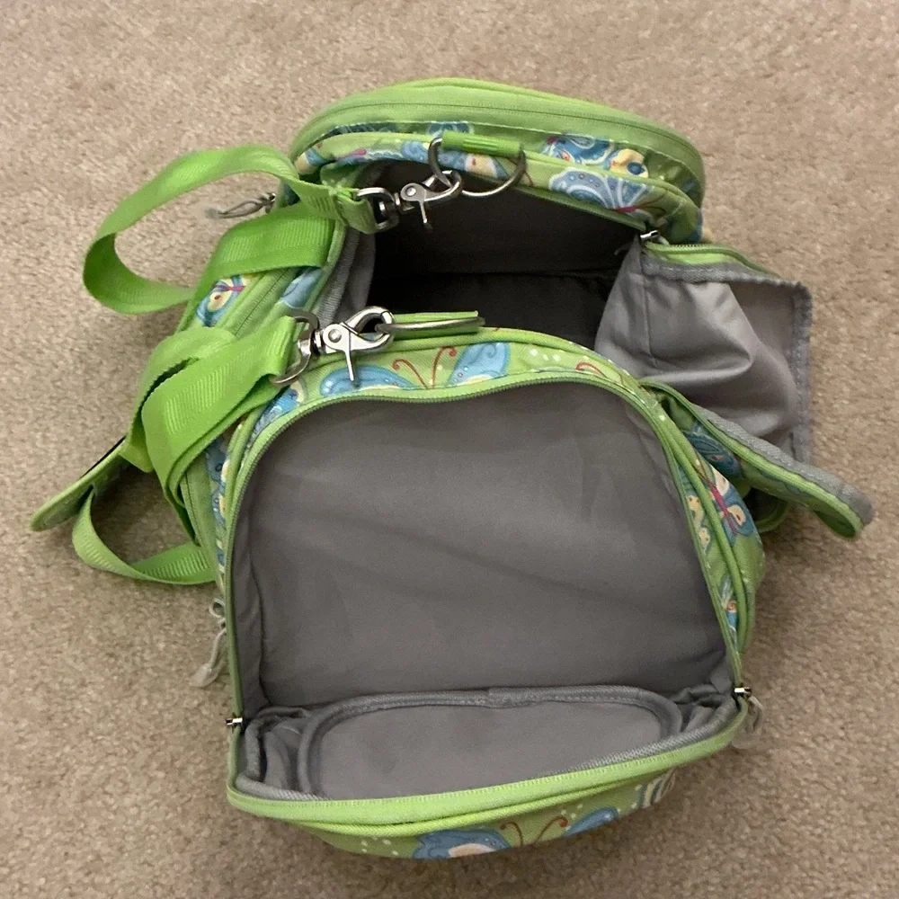 Pottery Barn Kids Green and Blue Butterfly Duffel Overnight Bag 12”Lx9”Wx11”H